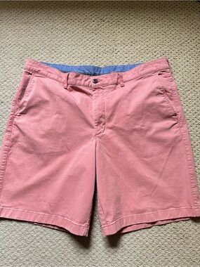 LL Bean Lakewashed/Standard Fit Stretch Chino Shorts Mens 42W Coral Pink Salmon